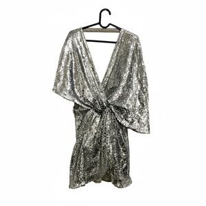 ASOS Silver Sequin Wrap Dress